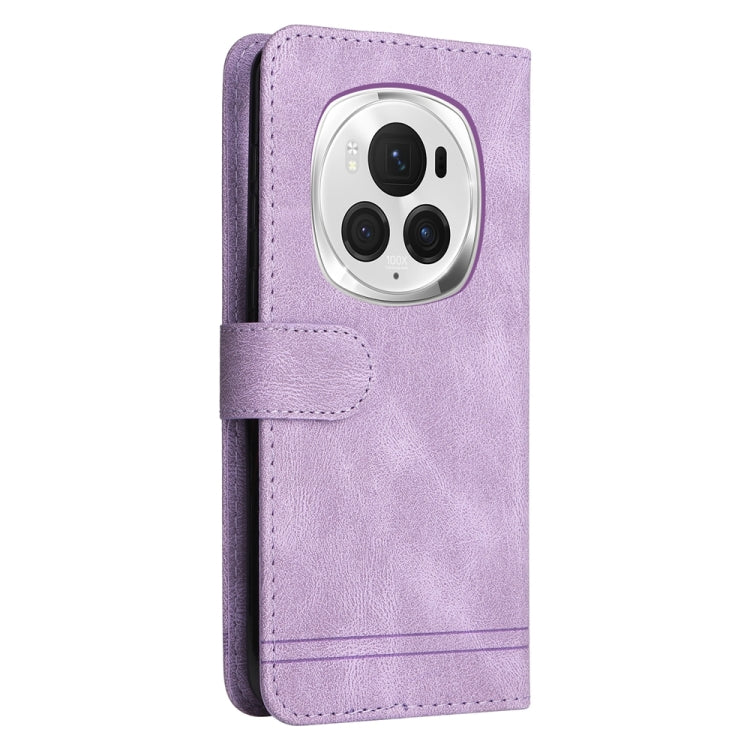 For Honor Magic6 Pro Skin Feel Life Tree Metal Button Leather Phone Case(Purple)