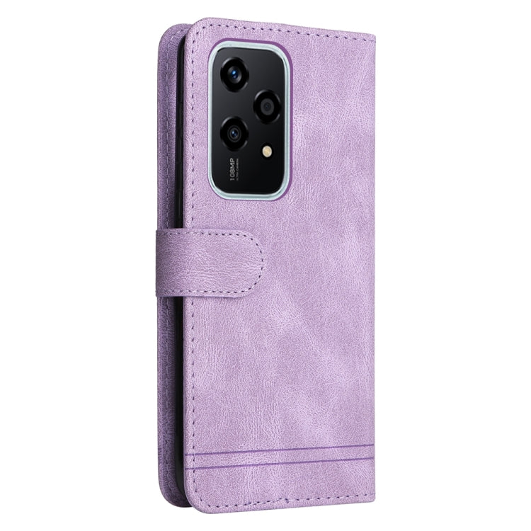 For Honor 200 Lite 5G Global Skin Feel Life Tree Metal Button Leather Phone Case(Purple)