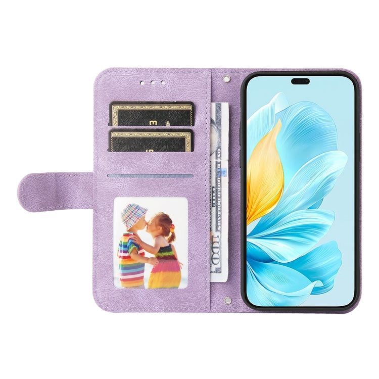 For Honor 200 Lite 5G Global Skin Feel Life Tree Metal Button Leather Phone Case(Purple)