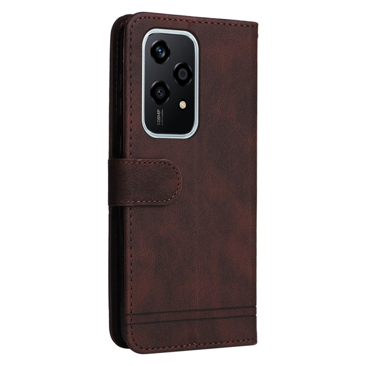For Honor 200 Lite 5G Global Skin Feel Life Tree Metal Button Leather Phone Case(Brown)