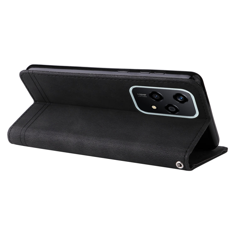 For Honor 200 Lite 5G Global Skin Feel Life Tree Metal Button Leather Phone Case(Black)