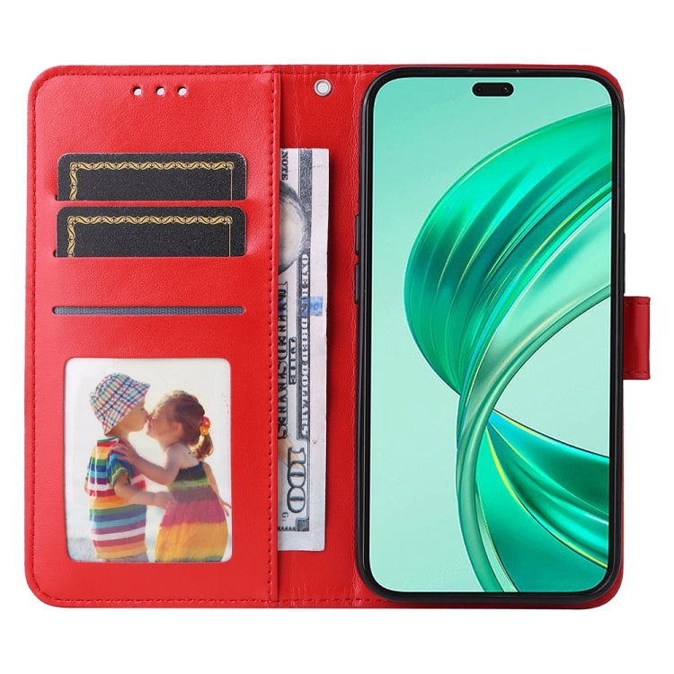 For Honor X8b Embossed Sunflower Leather Phone Case(Red)