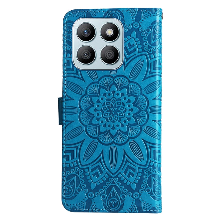 For Honor X8b Embossed Sunflower Leather Phone Case(Blue)