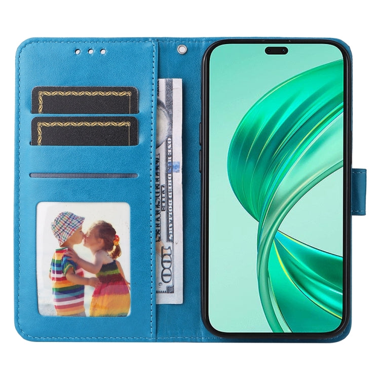 For Honor X8b Embossed Sunflower Leather Phone Case(Blue)