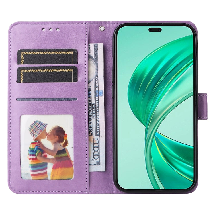 For Honor X8b Embossed Sunflower Leather Phone Case(Purple)