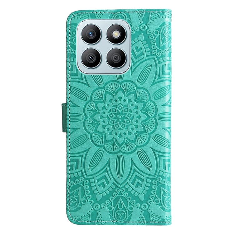 For Honor X8b Embossed Sunflower Leather Phone Case(Green)