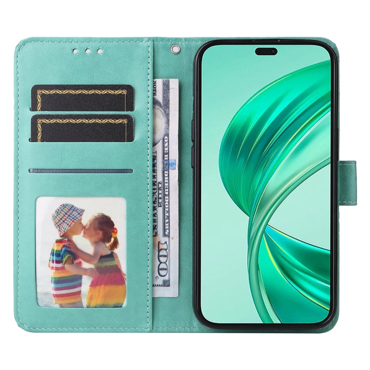 For Honor X8b Embossed Sunflower Leather Phone Case(Green)