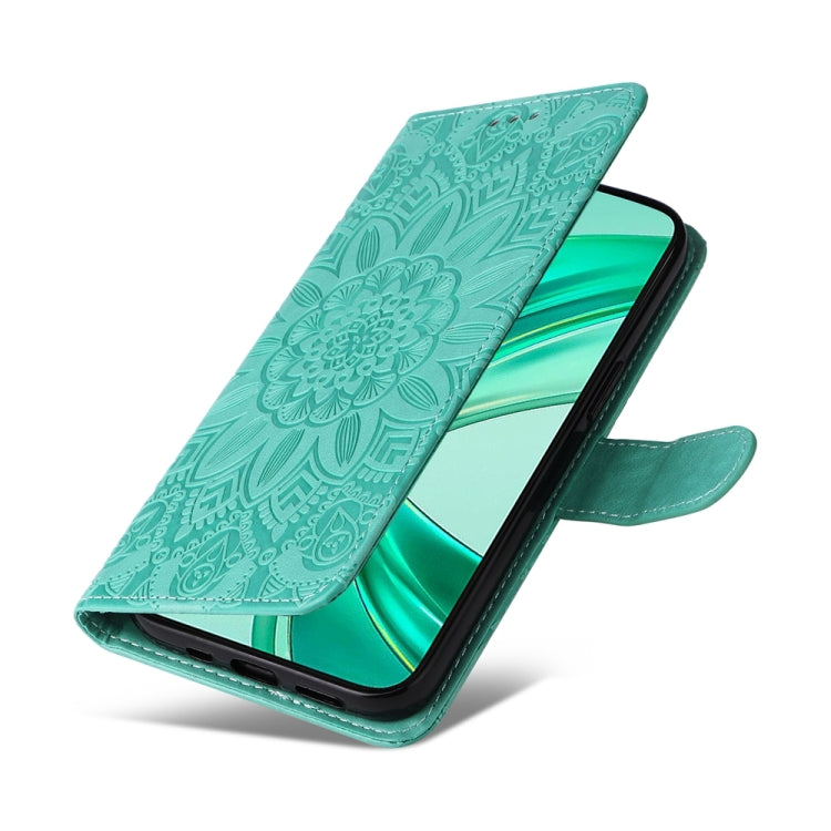 For Honor X8b Embossed Sunflower Leather Phone Case(Green)