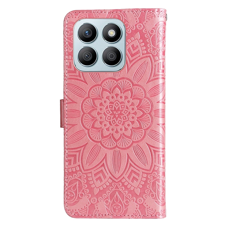 For Honor X8b Embossed Sunflower Leather Phone Case(Rose Gold)