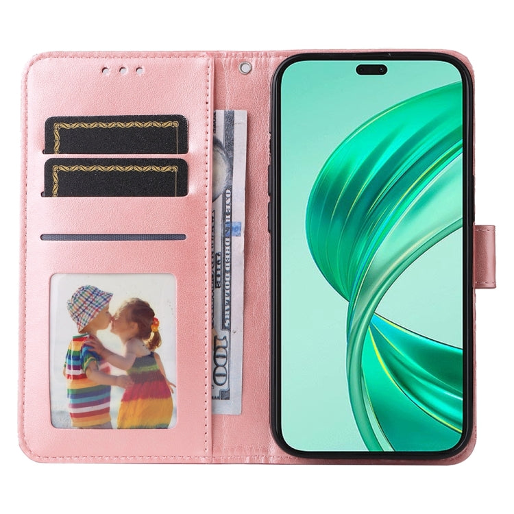 For Honor X8b Embossed Sunflower Leather Phone Case(Rose Gold)