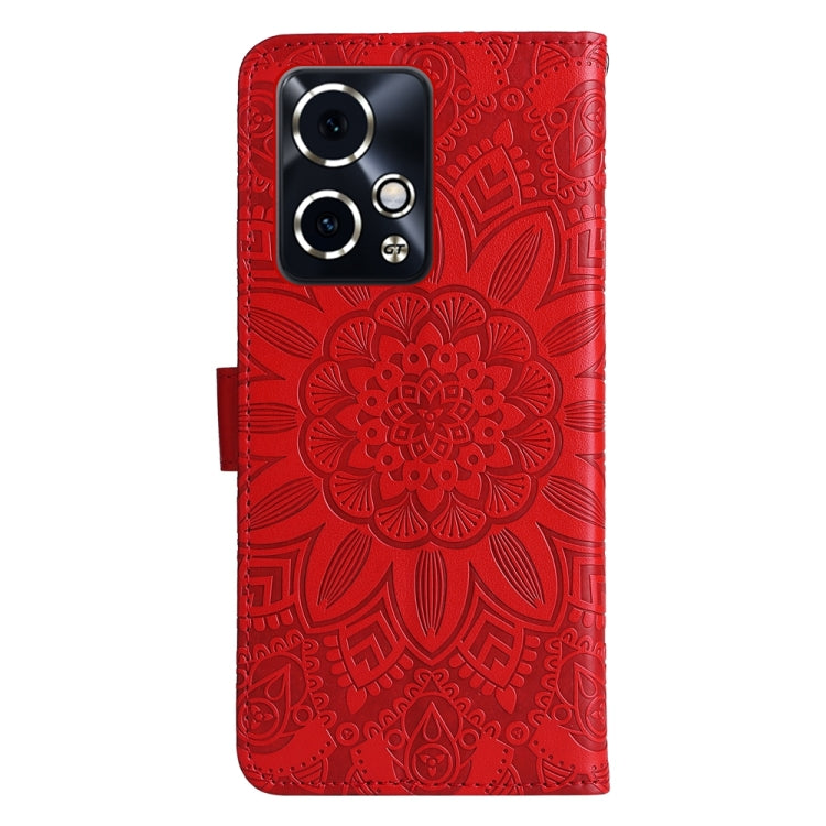 For Honor 90 GT Embossed Sunflower Leather Phone Case(Red)