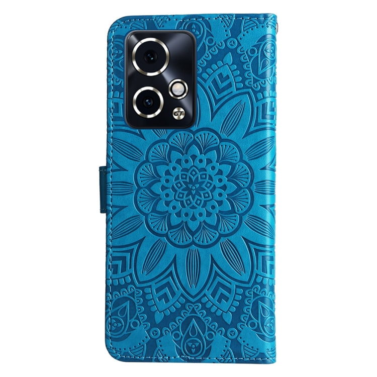 For Honor 90 GT Embossed Sunflower Leather Phone Case(Blue)