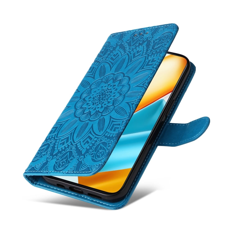 For Honor 90 GT Embossed Sunflower Leather Phone Case(Blue)