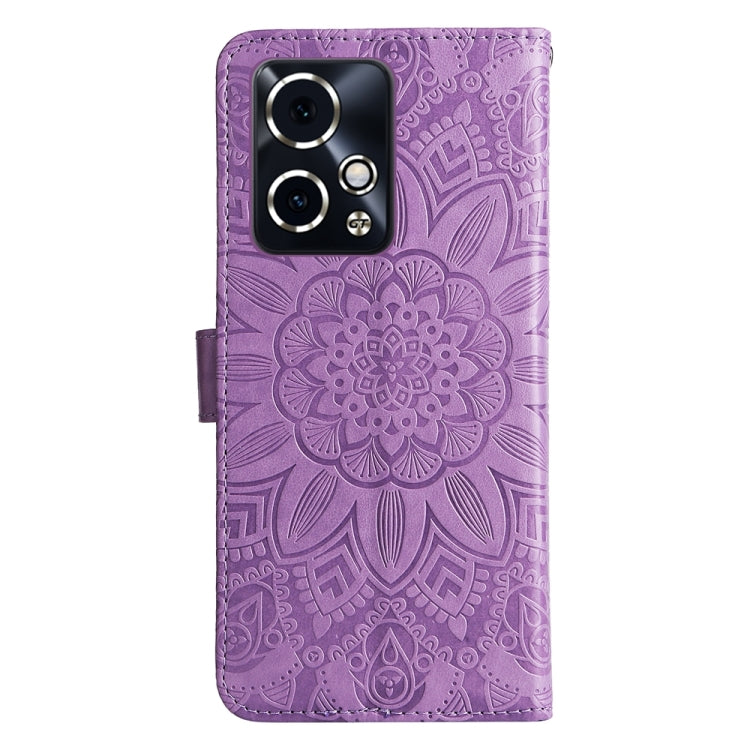 For Honor 90 GT Embossed Sunflower Leather Phone Case(Purple)