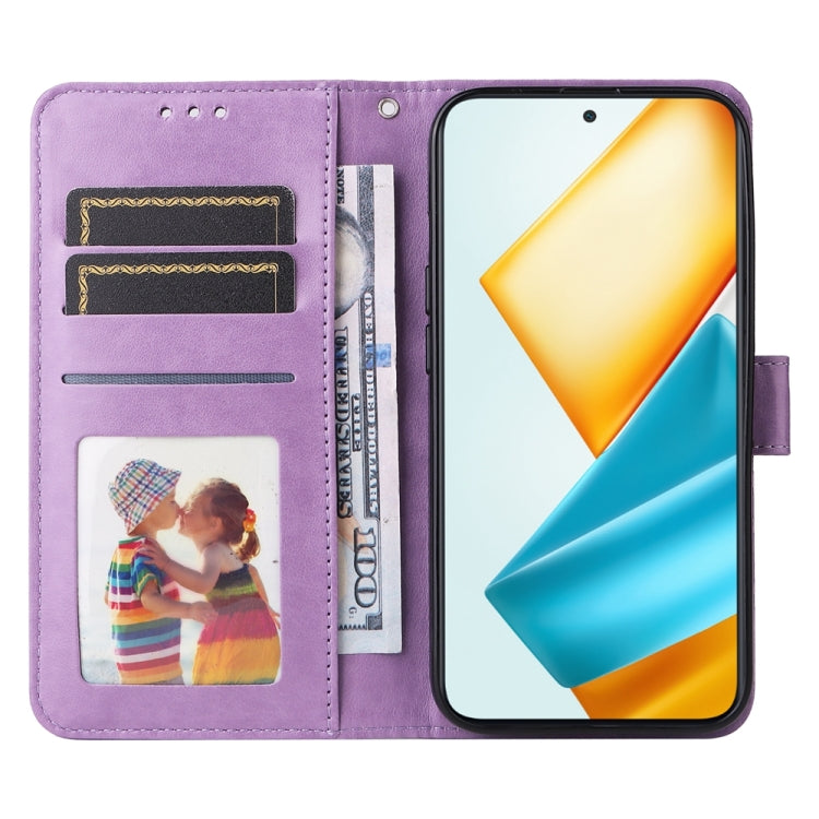 For Honor 90 GT Embossed Sunflower Leather Phone Case(Purple)