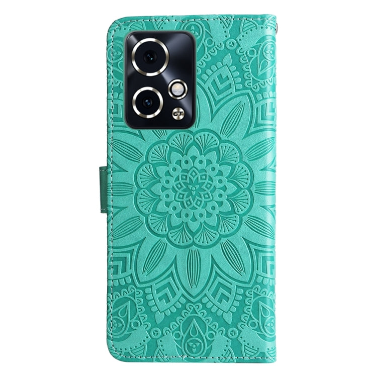 For Honor 90 GT Embossed Sunflower Leather Phone Case(Green)