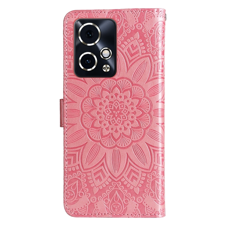 For Honor 90 GT Embossed Sunflower Leather Phone Case(Rose Gold)