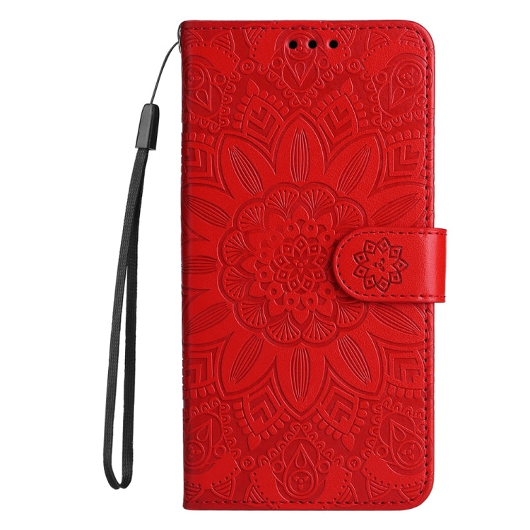 For Honor Magic6 Pro Embossed Sunflower Leather Phone Case(Red)