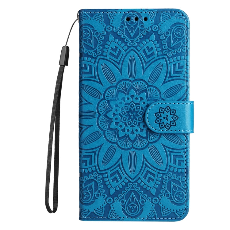 For Honor Magic6 Pro Embossed Sunflower Leather Phone Case(Blue)