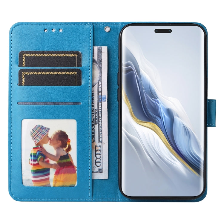 For Honor Magic6 Pro Embossed Sunflower Leather Phone Case(Blue)