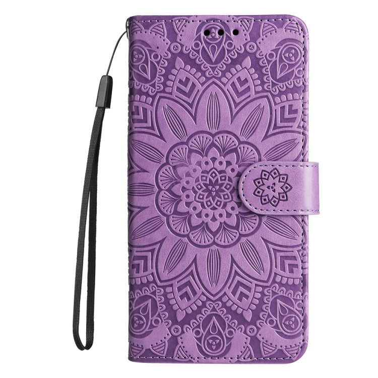For Honor Magic6 Pro Embossed Sunflower Leather Phone Case(Purple)