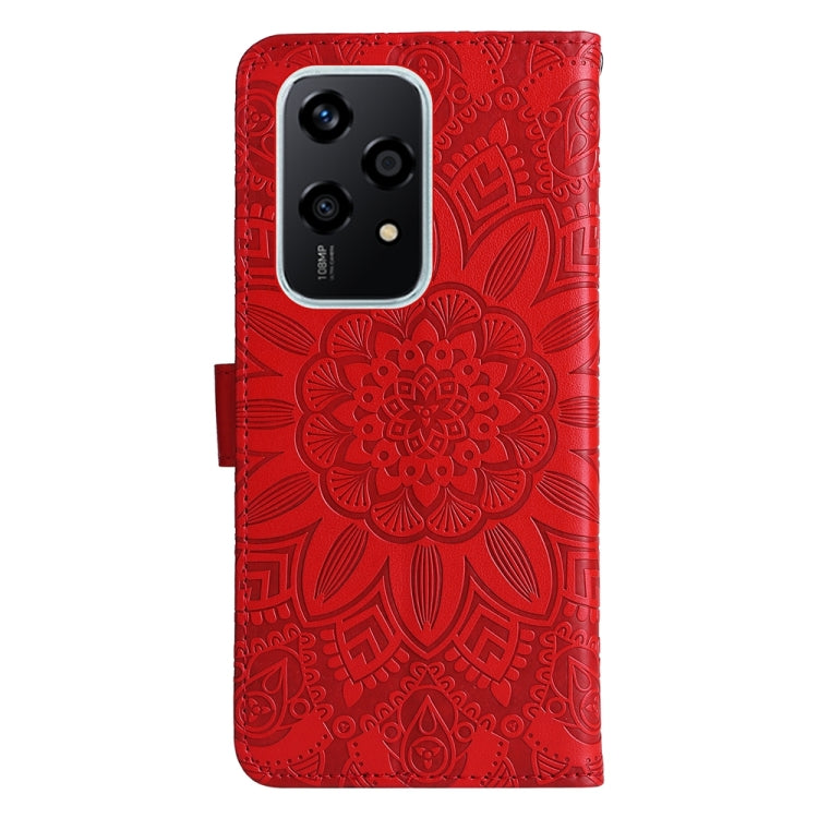 For Honor 200 Lite 5G Global Embossed Sunflower Leather Phone Case(Red)