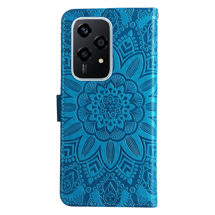 For Honor 200 Lite 5G Global Embossed Sunflower Leather Phone Case(Blue)