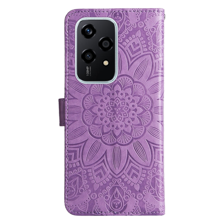 For Honor 200 Lite 5G Global Embossed Sunflower Leather Phone Case(Purple)