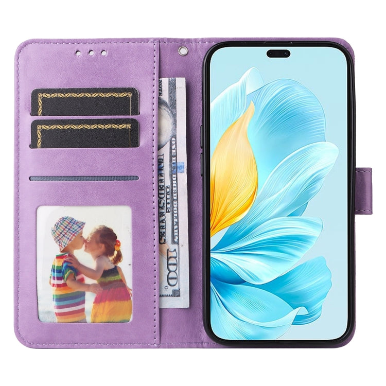 For Honor 200 Lite 5G Global Embossed Sunflower Leather Phone Case(Purple)