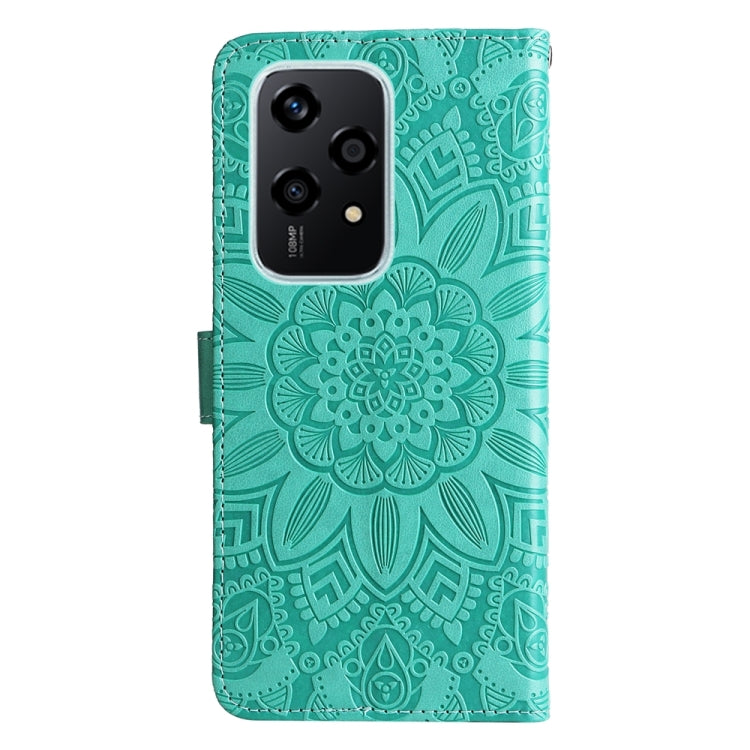For Honor 200 Lite 5G Global Embossed Sunflower Leather Phone Case(Green)