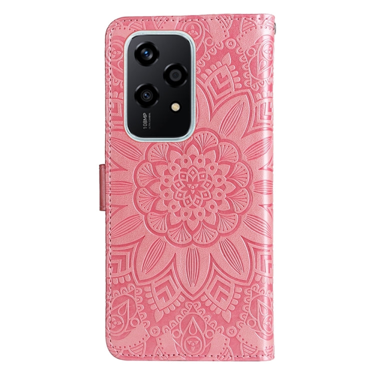 For Honor 200 Lite 5G Global Embossed Sunflower Leather Phone Case(Rose Gold)