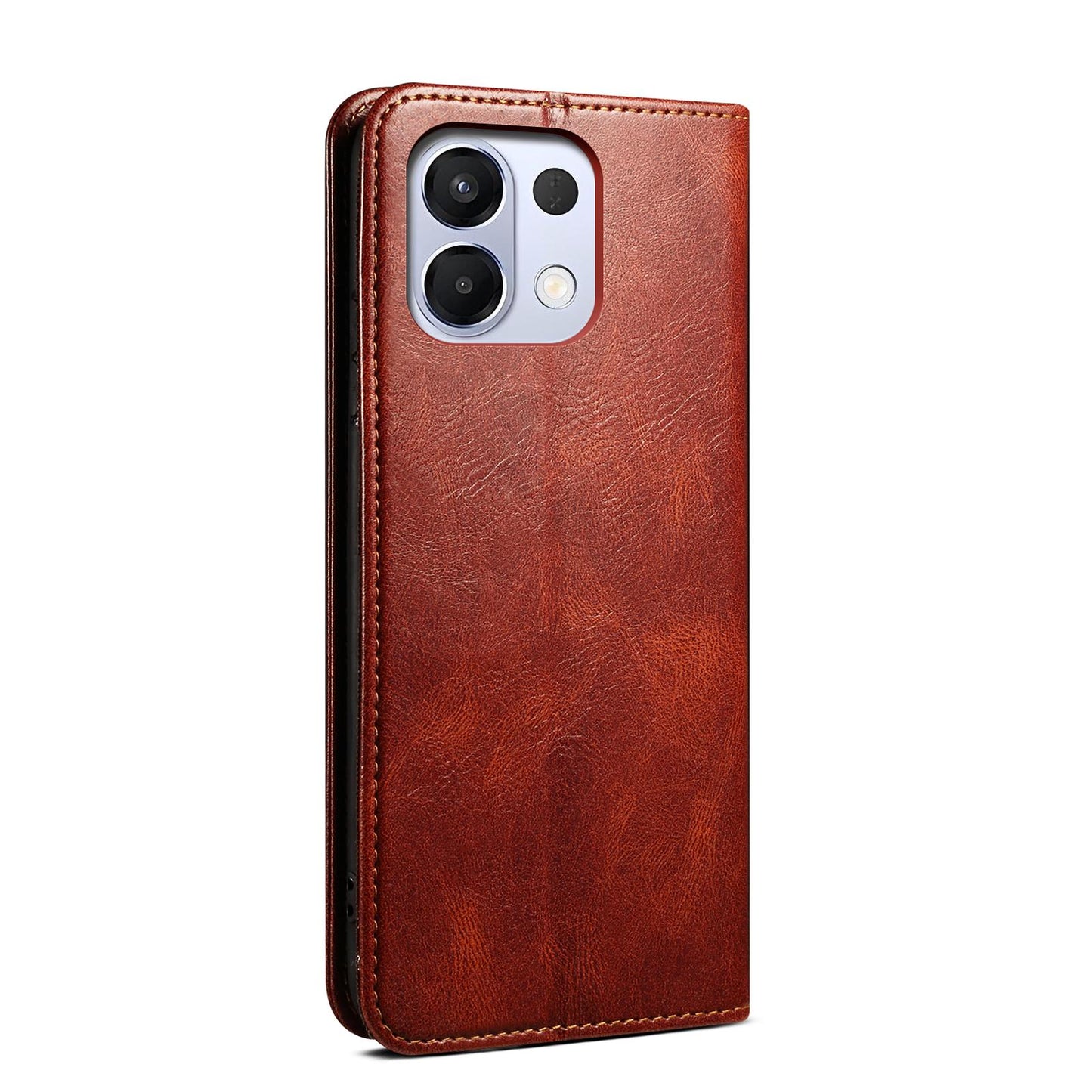 For OPPO K13 5G India Oil Wax Crazy Horse Texture Leather Phone Case(Brown)