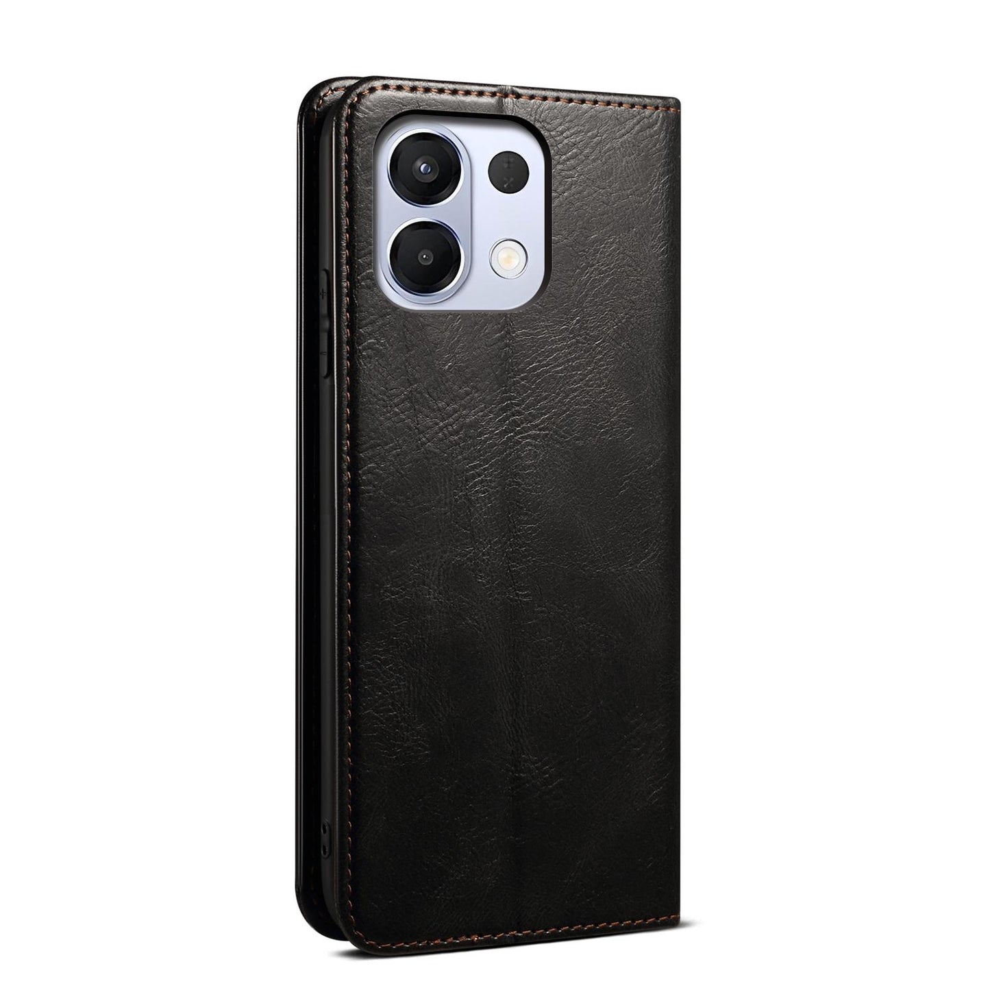 For OPPO K13 5G India Oil Wax Crazy Horse Texture Leather Phone Case(Black)