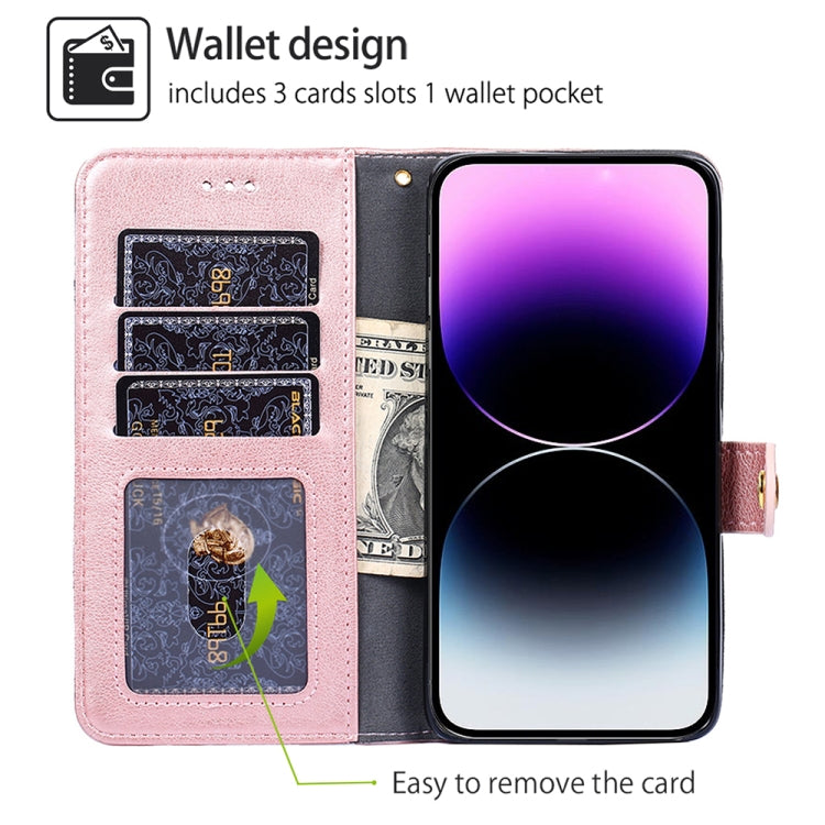 For Samsung Galaxy S24 5G Zipper Bag Leather Phone Case(Rose Gold)