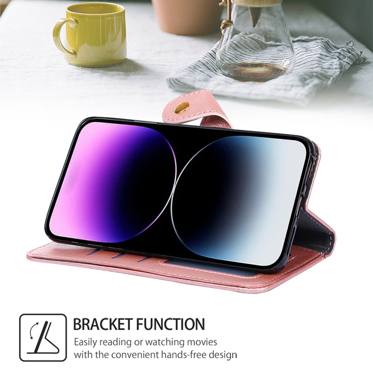 For Samsung Galaxy S24 5G Zipper Bag Leather Phone Case(Rose Gold)