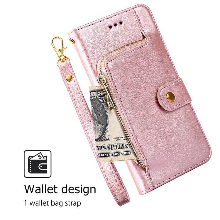 For Samsung Galaxy S24 5G Zipper Bag Leather Phone Case(Rose Gold)