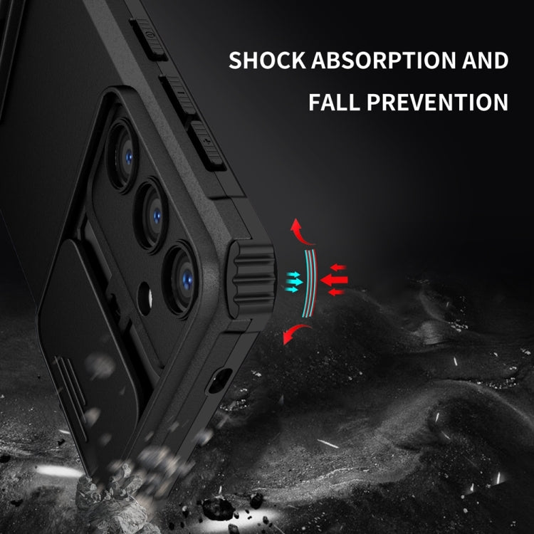 For Samsung Galaxy S24 5G Stereoscopic Holder Sliding Camshield Phone Case(Black)