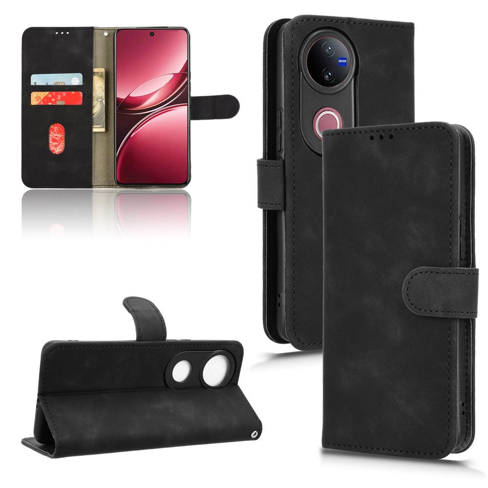 For vivo V50 Skin Feel Magnetic Flip Leather Phone Case(Black)