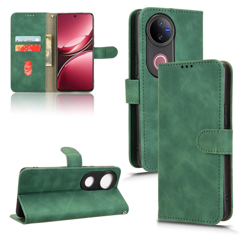 For vivo V50 Skin Feel Magnetic Flip Leather Phone Case(Green)