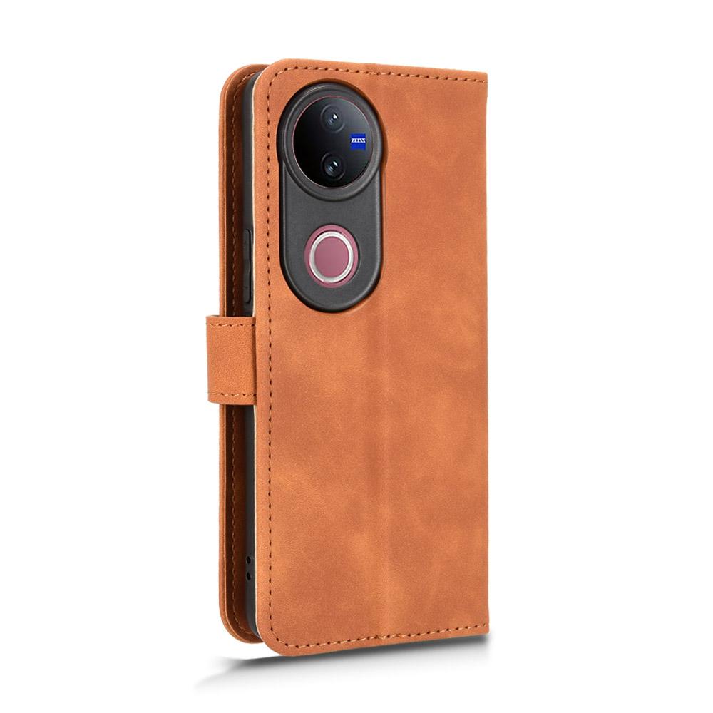For vivo V50 Skin Feel Magnetic Flip Leather Phone Case(Brown)