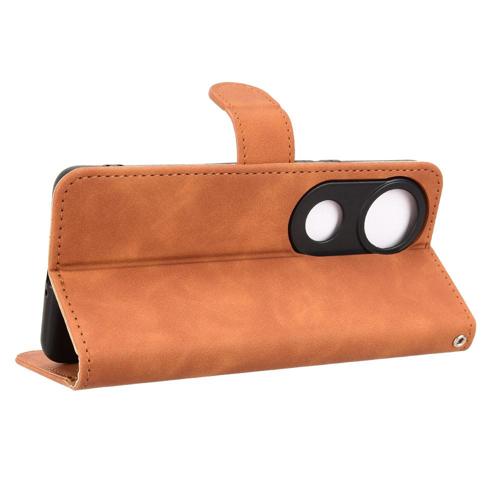 For vivo V50 Skin Feel Magnetic Flip Leather Phone Case(Brown)