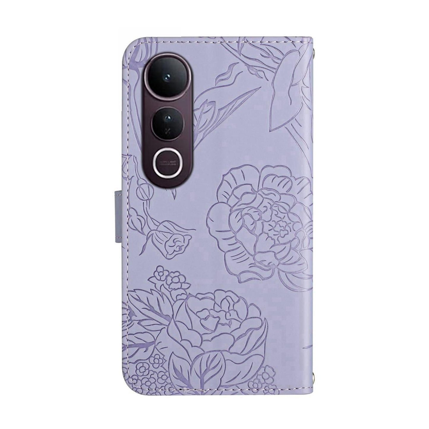 For vivo V50 Lite 5G HT03 Skin Feel Butterfly Embossed Flip Leather Phone Case(Purple)