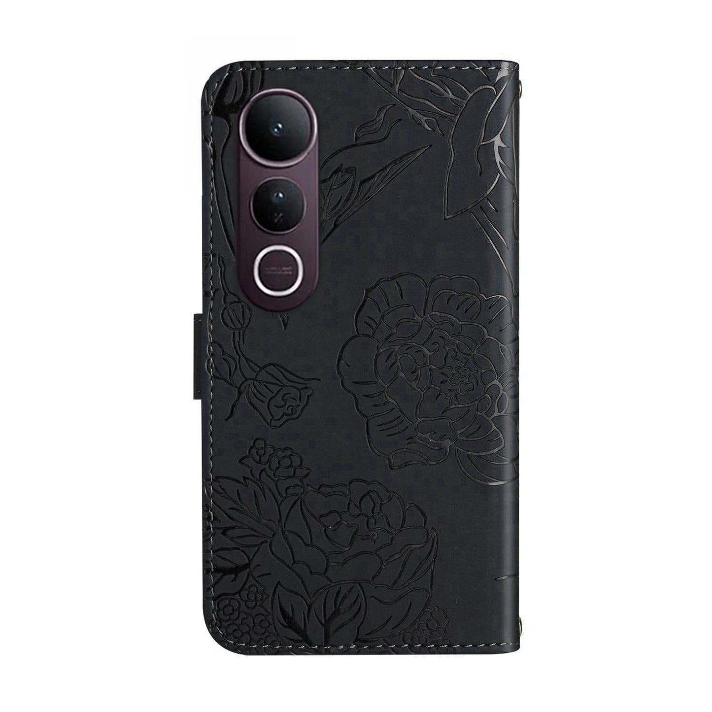 For vivo V50 Lite 5G HT03 Skin Feel Butterfly Embossed Flip Leather Phone Case(Black)