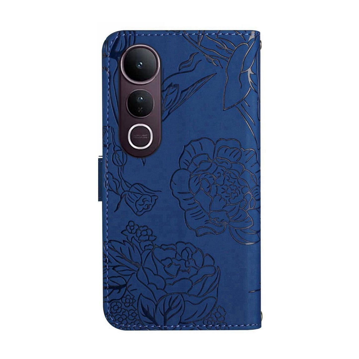 For vivo V50 Lite 5G HT03 Skin Feel Butterfly Embossed Flip Leather Phone Case(Blue)