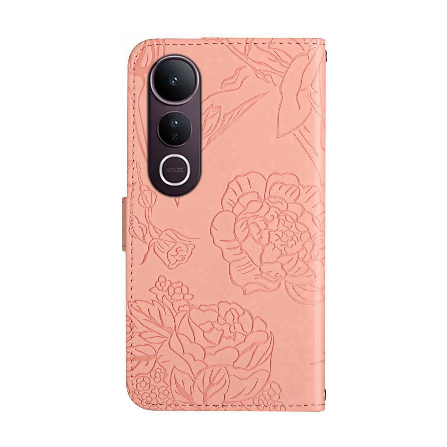 For vivo V50 Lite 5G HT03 Skin Feel Butterfly Embossed Flip Leather Phone Case(Pink)
