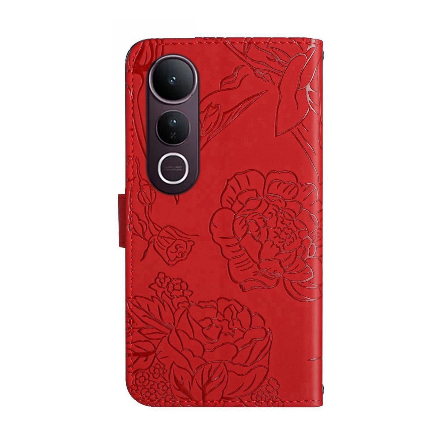For vivo V50 Lite 5G HT03 Skin Feel Butterfly Embossed Flip Leather Phone Case(Red)