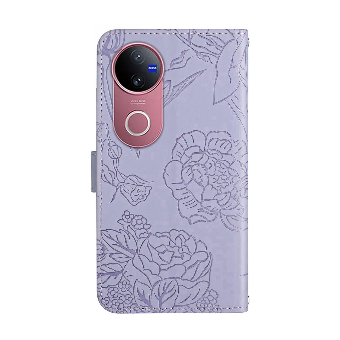 For vivo V50 5G Global HT03 Skin Feel Butterfly Embossed Flip Leather Phone Case(Purple)