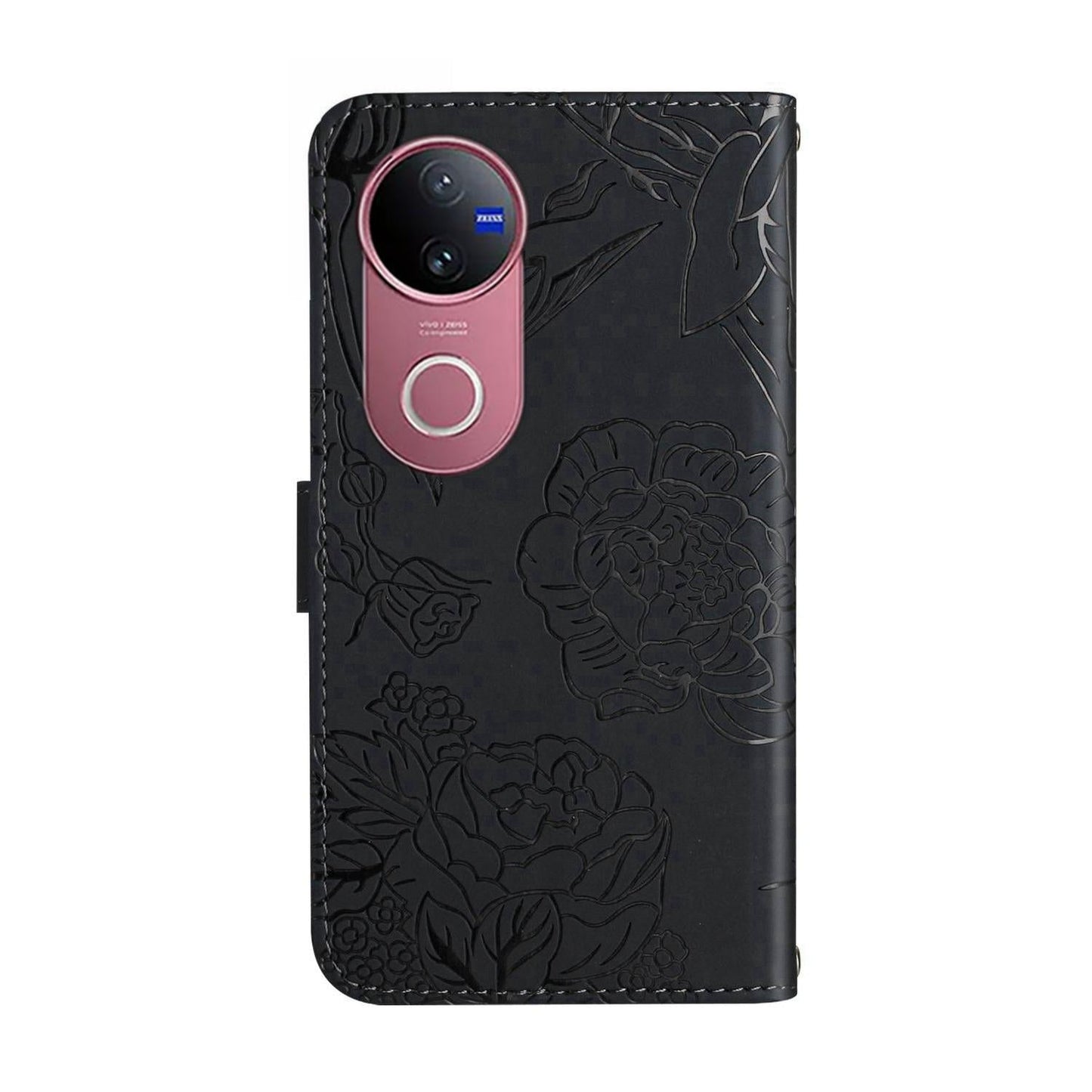 For vivo V50 5G Global HT03 Skin Feel Butterfly Embossed Flip Leather Phone Case(Black)