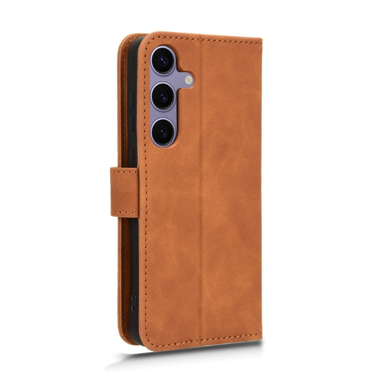 For Samsung Galaxy S24 5G Skin Feel Magnetic Flip Leather Phone Case(Brown)