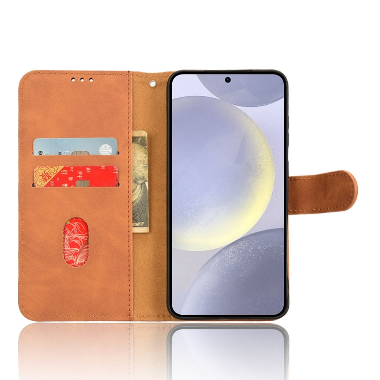 For Samsung Galaxy S24 5G Skin Feel Magnetic Flip Leather Phone Case(Brown)